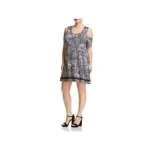 LYSSE Womens Black Crochet-inset Elbow Sleeve Short Party Shift Dress Plus 3X